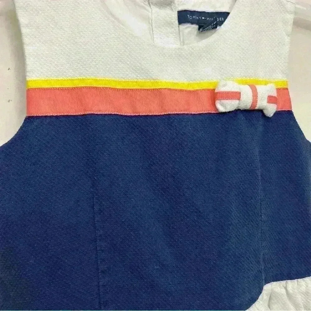 Tommy Hilfiger Girls Dress Multicolor Bow Button Down Lined Stripes Size 4 - Picture 4 of 6